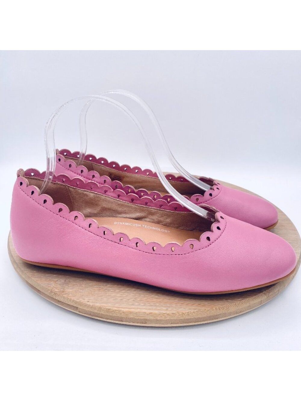 Fitflop Shoes Womens 8 Pink Leather Comfort Ballet Flats Scalloped Preppy
